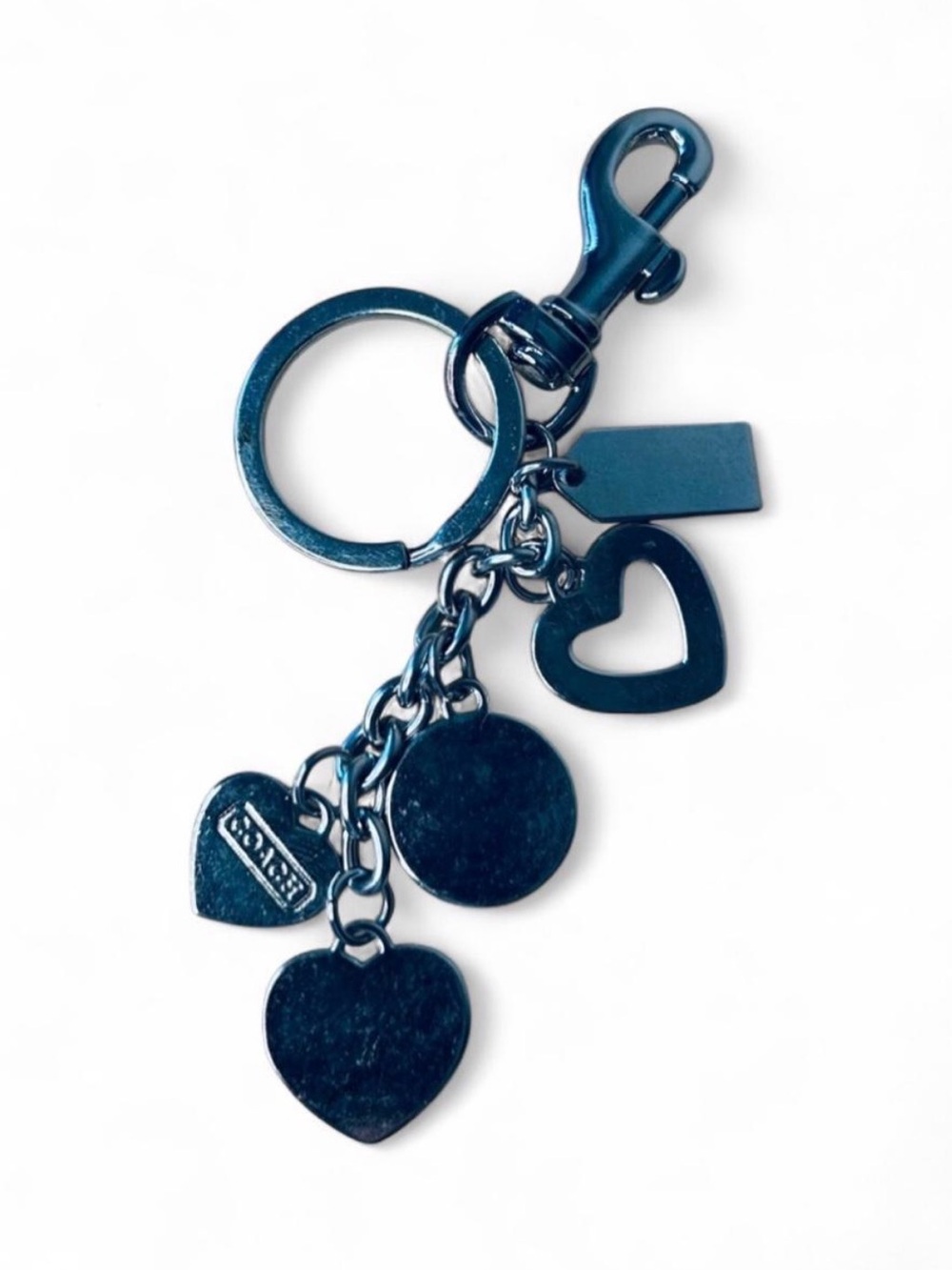 Coach Turquoise Blue Heart Bag Charm Keyring - Picture 3 of 3